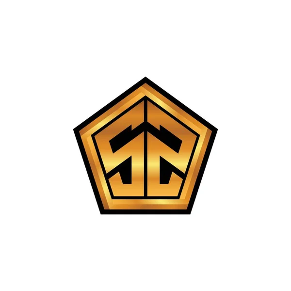 Monogramme Initial Logo Avec Forme Géométrique Dorée Arrière Plan Isolé — Image vectorielle
