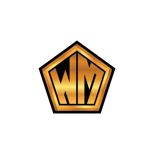 Logo Eerste Monogram Met Geometrische Gouden Vorm Ontwerp Geïsoleerde Achtergrond — Stockvector