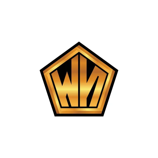 Αρχικό Μονόγραμμα Λογότυπου Γεωμετρικό Χρυσό Σχέδιο Σχήματος Απομονωμένο Φόντο Χρυσό — Διανυσματικό Αρχείο