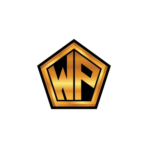 Logo Eerste Monogram Met Geometrische Gouden Vorm Ontwerp Geïsoleerde Achtergrond — Stockvector