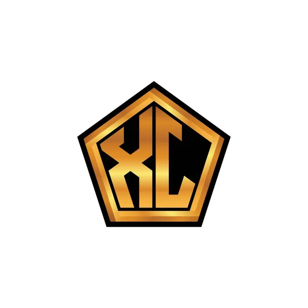 Monograma Inicial Logotipo Com Design Estilo Geométrico Forma Dourada Fundo —  Vetores de Stock