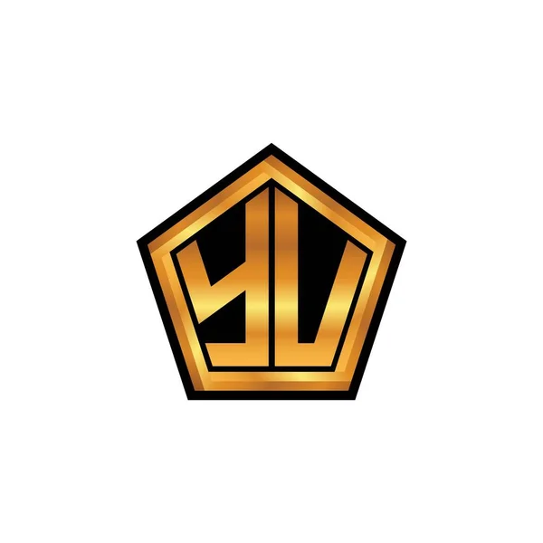Logo Initial Monogram Geometric Golden Shape Style Design Isolated Background — Stock Vector