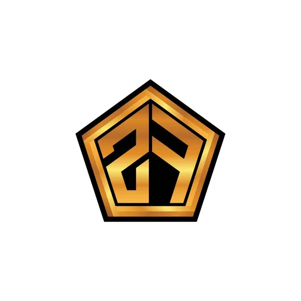 Logo Monogramme Initial Avec Conception Géométrique Style Forme Dorée Arrière — Image vectorielle