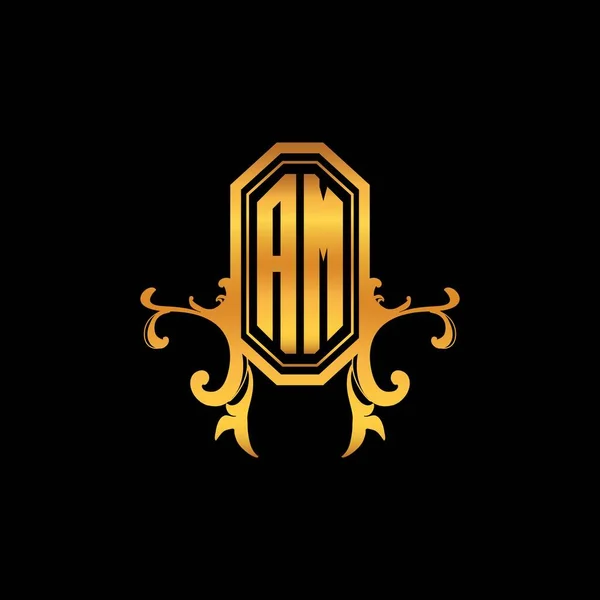 Monogram Logo Letter Met Moderne Geometrische Gouden Stijl Design Logo — Stockvector