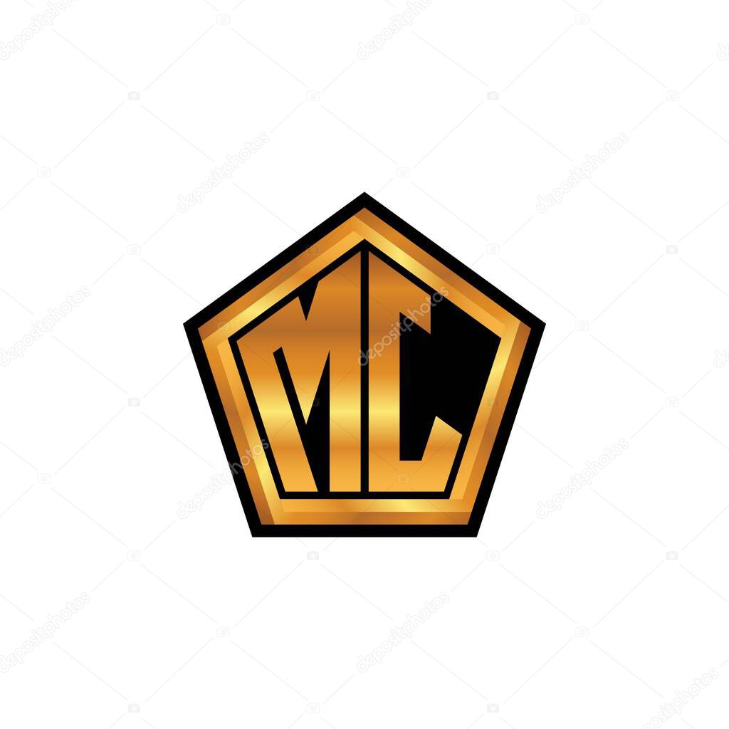 MJ logo initial monogram with geometric golden shape style design in isolated background, gold geometric shape style, gold and golden monogram