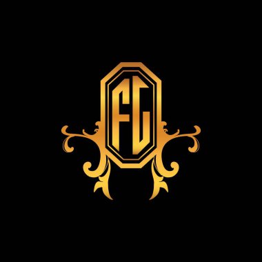 FJ Monogram logo harfi modern geometrik altın stil tasarımı. Logo süsü, klasik monogram altın, süslemeli logo harfi.