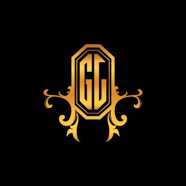 GJ Monogram logo harfi modern geometrik altın stil tasarımı. Logo süsü, klasik monogram altın, süslemeli logo harfi.