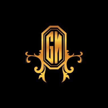 Modern geometrik altın stil tasarımlı GN Monogram logo harfi. Logo süsü, klasik monogram altın, süslemeli logo harfi.