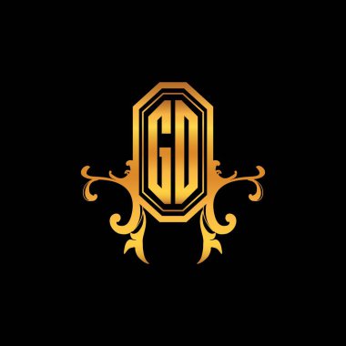 GO Monogram logo harfi modern geometrik altın stil tasarımı. Logo süsü, klasik monogram altın, süslemeli logo harfi.