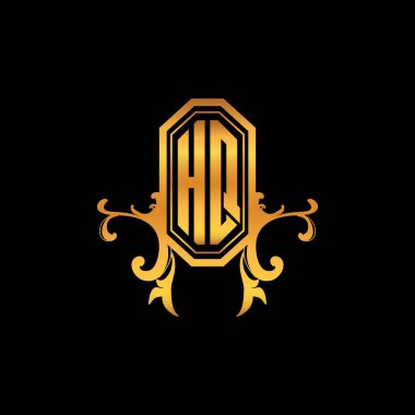 Merkez Monogram logo mektubu, modern geometrik altın stil tasarımı. Logo süsü, klasik monogram altın, süslemeli logo harfi.