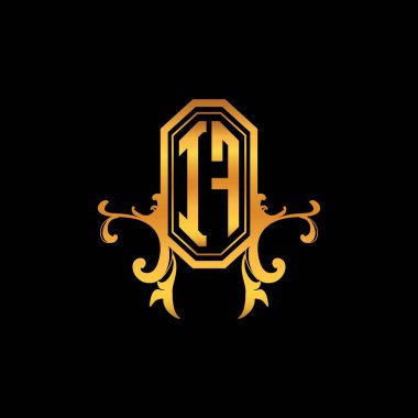 Monogram logo harfinin modern geometrik altın stil tasarımı. Logo süsü, klasik monogram altın, süslemeli logo harfi.