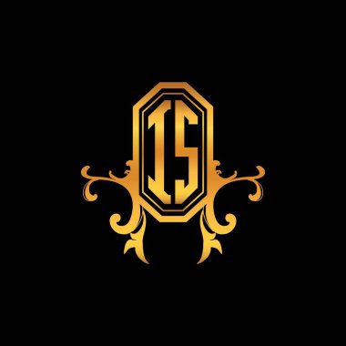 Modern geometrik altın stil tasarımlı Monogram logo harfi. Logo süsü, klasik monogram altın, süslemeli logo harfi.