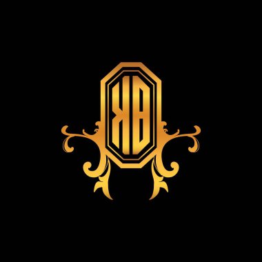 Modern geometrik altın stil tasarımlı KB Monogram logo harfi. Logo süsü, klasik monogram altın, süslemeli logo harfi.