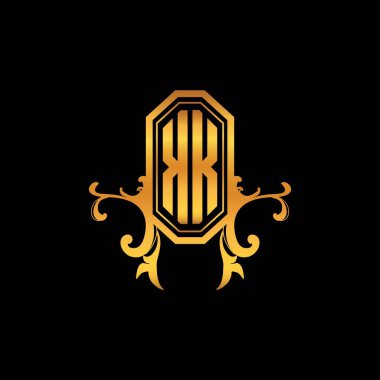 KK Monogram logo harfi, modern geometrik altın stil tasarımı. Logo süsü, klasik monogram altın, süslemeli logo harfi.