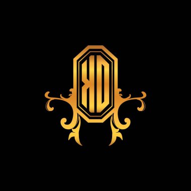 Modern geometrik altın stil tasarımlı KO Monogram logo harfi. Logo süsü, klasik monogram altın, süslemeli logo harfi.