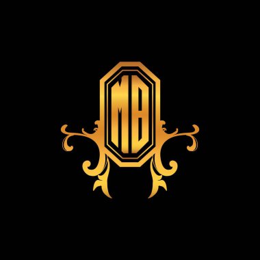 Modern geometrik altın stil tasarımlı MB Monogram logo harfi. Logo süsü, klasik monogram altın, süslemeli logo harfi.