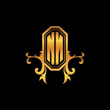NN Monogram logo harfi modern geometrik altın stil tasarımı. Logo süsü, klasik monogram altın, süslemeli logo harfi.