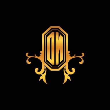 Monogram logo harfinde modern geometrik altın stil tasarımı var. Logo süsü, klasik monogram altın, süslemeli logo harfi.