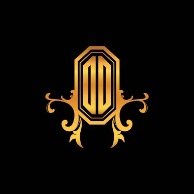 Modern geometrik altın stil tasarımlı OO monogram logo harfi. Logo süsü, klasik monogram altın, süslemeli logo harfi.