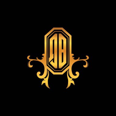 QB Monogram logo harfi ve modern geometrik altın stil tasarımı. Logo süsü, klasik monogram altın, süslemeli logo harfi.