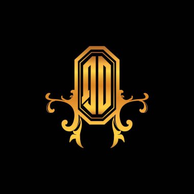 QO Monogram logo harfi ve modern geometrik altın stil tasarımı. Logo süsü, klasik monogram altın, süslemeli logo harfi.