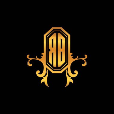 RB Monogram logo harfi, modern geometrik altın stil tasarımı. Logo süsü, klasik monogram altın, süslemeli logo harfi.