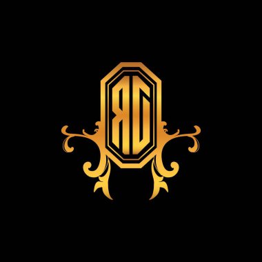 Ar-Ge monogram logo harfi, modern geometrik altın stil tasarımı. Logo süsü, klasik monogram altın, süslemeli logo harfi.