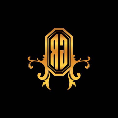 RG Monogram logo harfi modern geometrik altın stil tasarımı. Logo süsü, klasik monogram altın, süslemeli logo harfi.