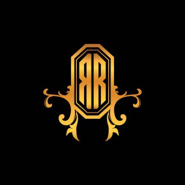 RR Monogram logo harfi, modern geometrik altın stil tasarımı. Logo süsü, klasik monogram altın, süslemeli logo harfi.