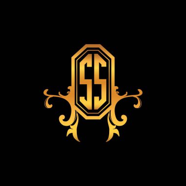 SS Monogram logo mektubu, modern geometrik altın stil tasarımı. Logo süsü, klasik monogram altın, süslemeli logo harfi.