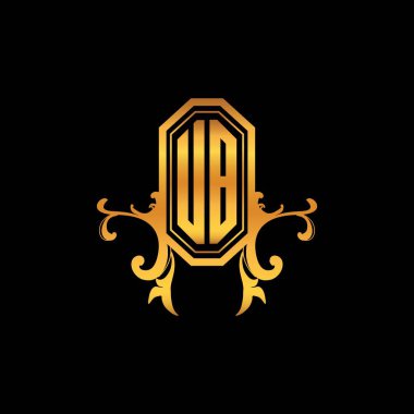 UB Monogram logo harfi, modern geometrik altın stil tasarımı. Logo süsü, klasik monogram altın, süslemeli logo harfi.