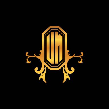 Modern geometrik altın stil tasarımlı monogram logo harfi. Logo süsü, klasik monogram altın, süslemeli logo harfi.