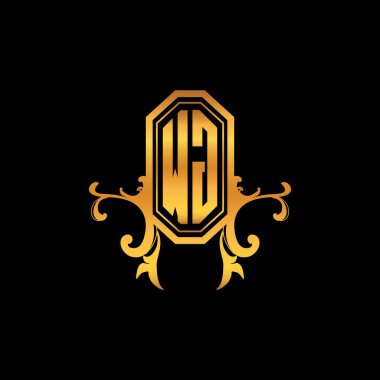 WG Monogram logo harfi modern geometrik altın stil tasarımı. Logo süsü, klasik monogram altın, süslemeli logo harfi.