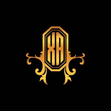 XA Monogram logo harfi ve modern geometrik altın stil tasarımı. Logo süsü, klasik monogram altın, süslemeli logo harfi.