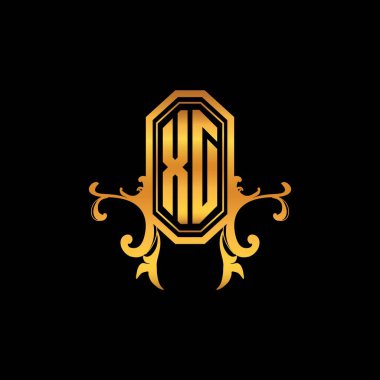 XD Monogram logo harfi, modern geometrik altın stil tasarımı. Logo süsü, klasik monogram altın, süslemeli logo harfi.