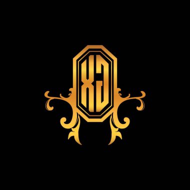 XG Monogram logo harfi ve modern geometrik altın stil tasarımı. Logo süsü, klasik monogram altın, süslemeli logo harfi.