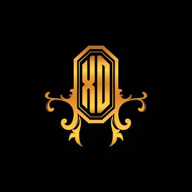 Modern geometrik altın stil tasarımlı XO Monogram logo harfi. Logo süsü, klasik monogram altın, süslemeli logo harfi.