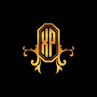 XP Monogram logo harfi modern geometrik altın stil tasarımı. Logo süsü, klasik monogram altın, süslemeli logo harfi.