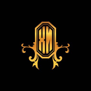 XN Monogram logo harfi ve modern geometrik altın stil tasarımı. Logo süsü, klasik monogram altın, süslemeli logo harfi.