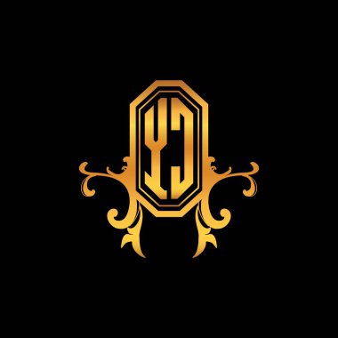 Modern geometrik altın stil tasarımlı YC Monogram logo harfi. Logo süsü, klasik monogram altın, süslemeli logo harfi.