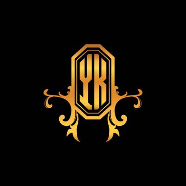 Modern geometrik altın stil tasarımlı YK Monogram logo harfi. Logo süsü, klasik monogram altın, süslemeli logo harfi.