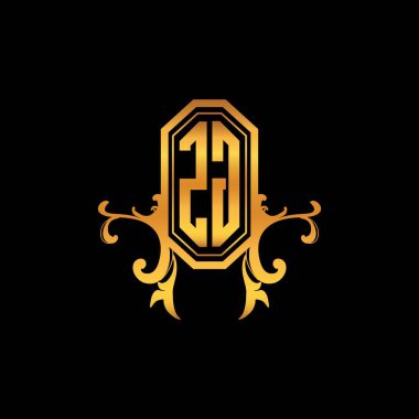 ZG Monogram logo harfi modern geometrik altın stil tasarımı. Logo süsü, klasik monogram altın, süslemeli logo harfi.