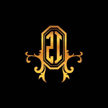 ZI Monogram logo harfi modern geometrik altın stil tasarımı. Logo süsü, klasik monogram altın, süslemeli logo harfi.