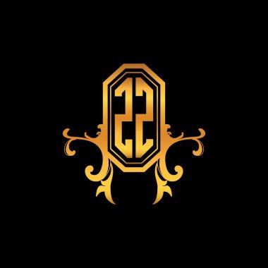 ZZ Monogram logo harfi modern geometrik altın stil tasarımı. Logo süsü, klasik monogram altın, süslemeli logo harfi.
