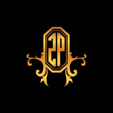 ZP Monogram logo harfi, modern geometrik altın stil tasarımı. Logo süsü, klasik monogram altın, süslemeli logo harfi.