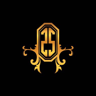 ZS Monogram logo harfi modern geometrik altın stil tasarımı. Logo süsü, klasik monogram altın, süslemeli logo harfi.