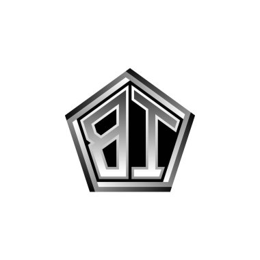 BI Monogram logo harfinin modern geometrik gümüş tasarımı. Geometrik şekil yuvarlanmış, daire dikdörtgeni ve üçgen şekil logosu dizaynı
