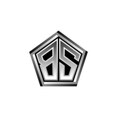 BS Monogram logo harfi modern geometrik gümüş stil tasarımı. Geometrik şekil yuvarlanmış, daire dikdörtgeni ve üçgen şekil logosu dizaynı