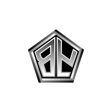 Modern geometrik gümüş stil tasarımlı monogram logo harfiyle. Geometrik şekil yuvarlanmış, daire dikdörtgeni ve üçgen şekil logosu dizaynı