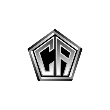 CA Monogram logo harfi ve modern geometrik gümüş stil tasarımı. Geometrik şekil yuvarlanmış, daire dikdörtgeni ve üçgen şekil logosu dizaynı